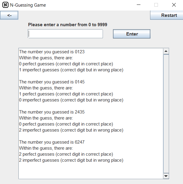screenshot of N-Guessing Game